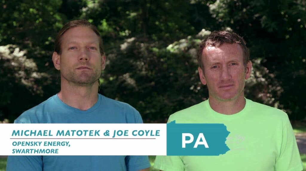Michael Matotek and Joe Coyle of Open Sky Energy in NRDC-Sponsored Ad For Clean Power PA
